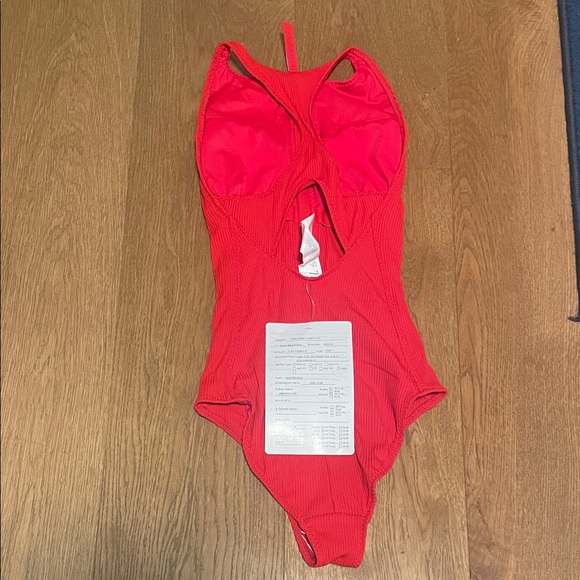 Fabletics High Tide Red Ribbed Swimsuit - Picture 6 of 7